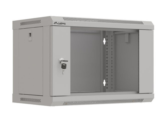 Lanberg 19" 6U 540x350 viseča rack omarica (siva, steklena vrata)
