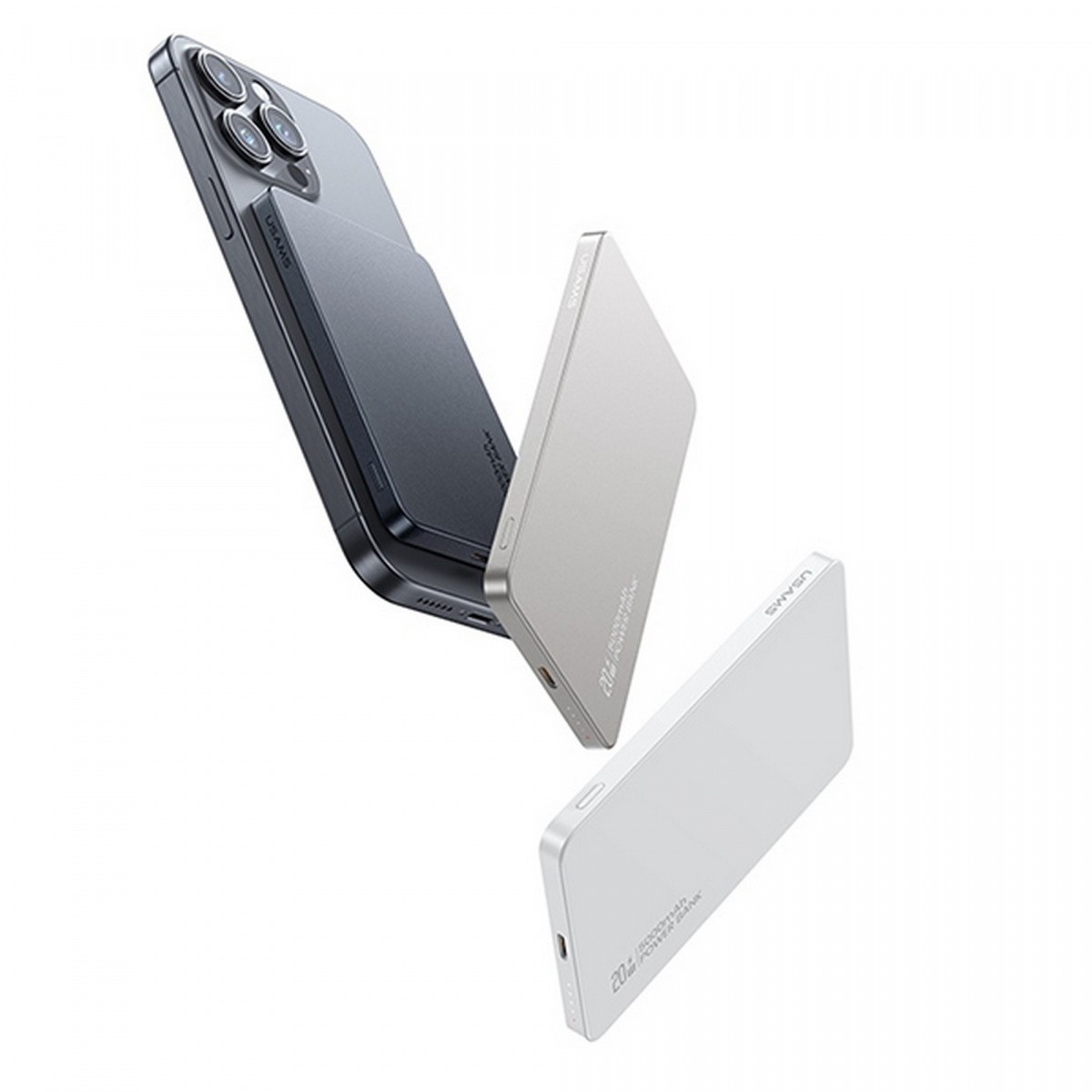 Powerbank 5000mAh 20W, induktivni MagSafe, PD Fast Charge, siv 5