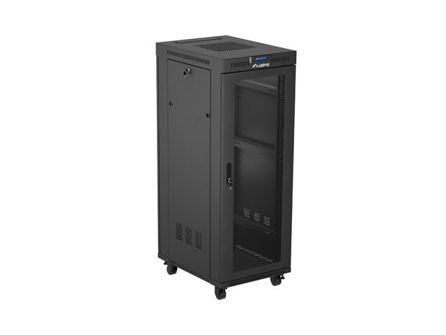 19" Rack omarica 32U, 600x800 mm, perforirana vrata LCD, črna 3