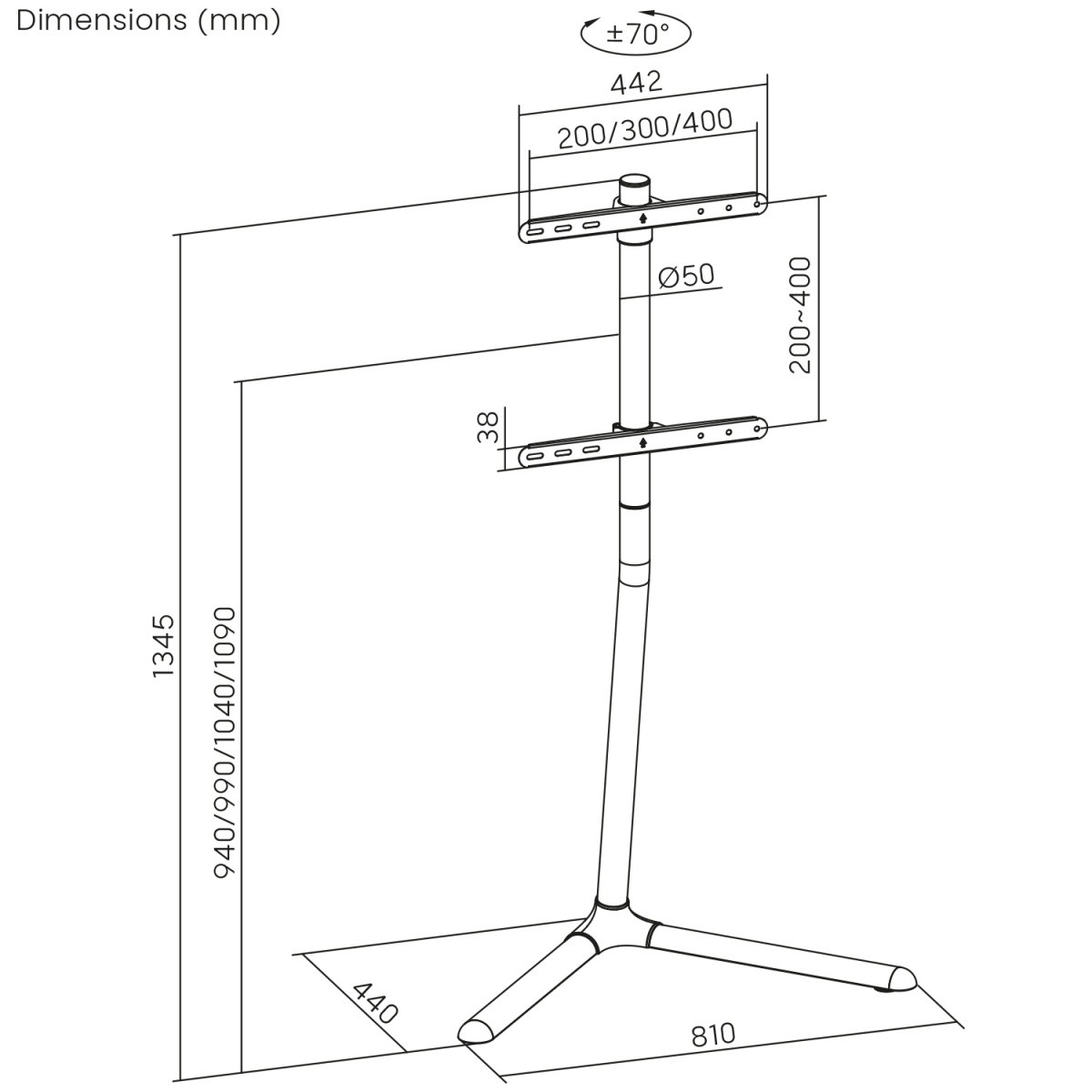 Samostoječe stojalo za TV 32-70" do 40 kg, VESA 400x400 5