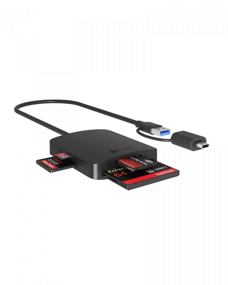 Čitalnik kartic CF, TF, SD, microSD s priključki Type-C in USB-A