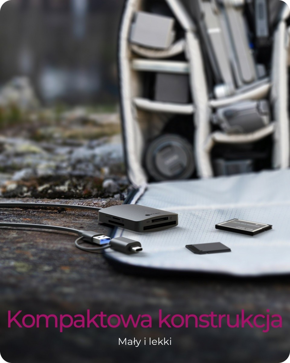 Čitalnik kartic CF, TF, SD, microSD s priključki Type-C in USB-A 3