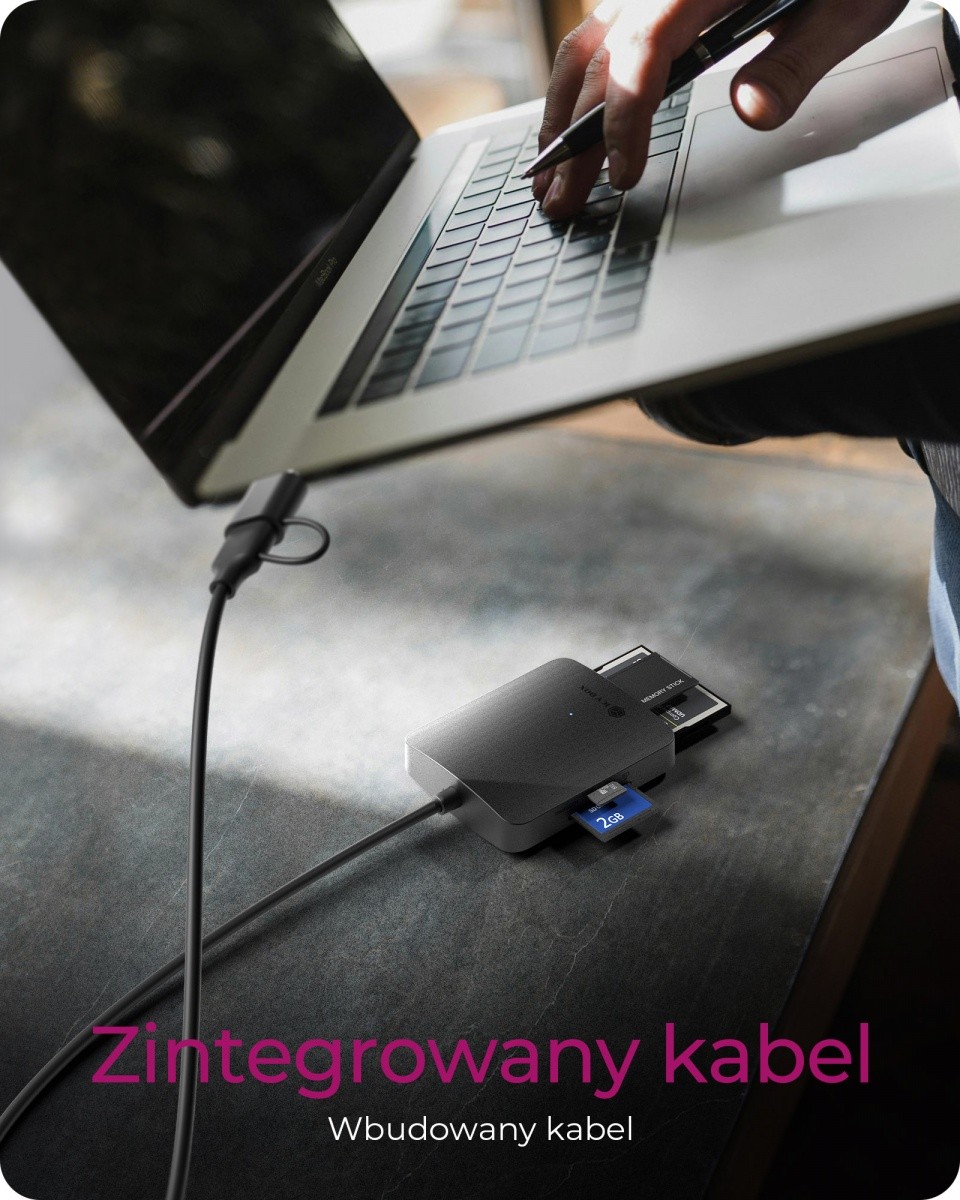 Čitalnik kartic CF, TF, SD, microSD s priključki Type-C in USB-A 4