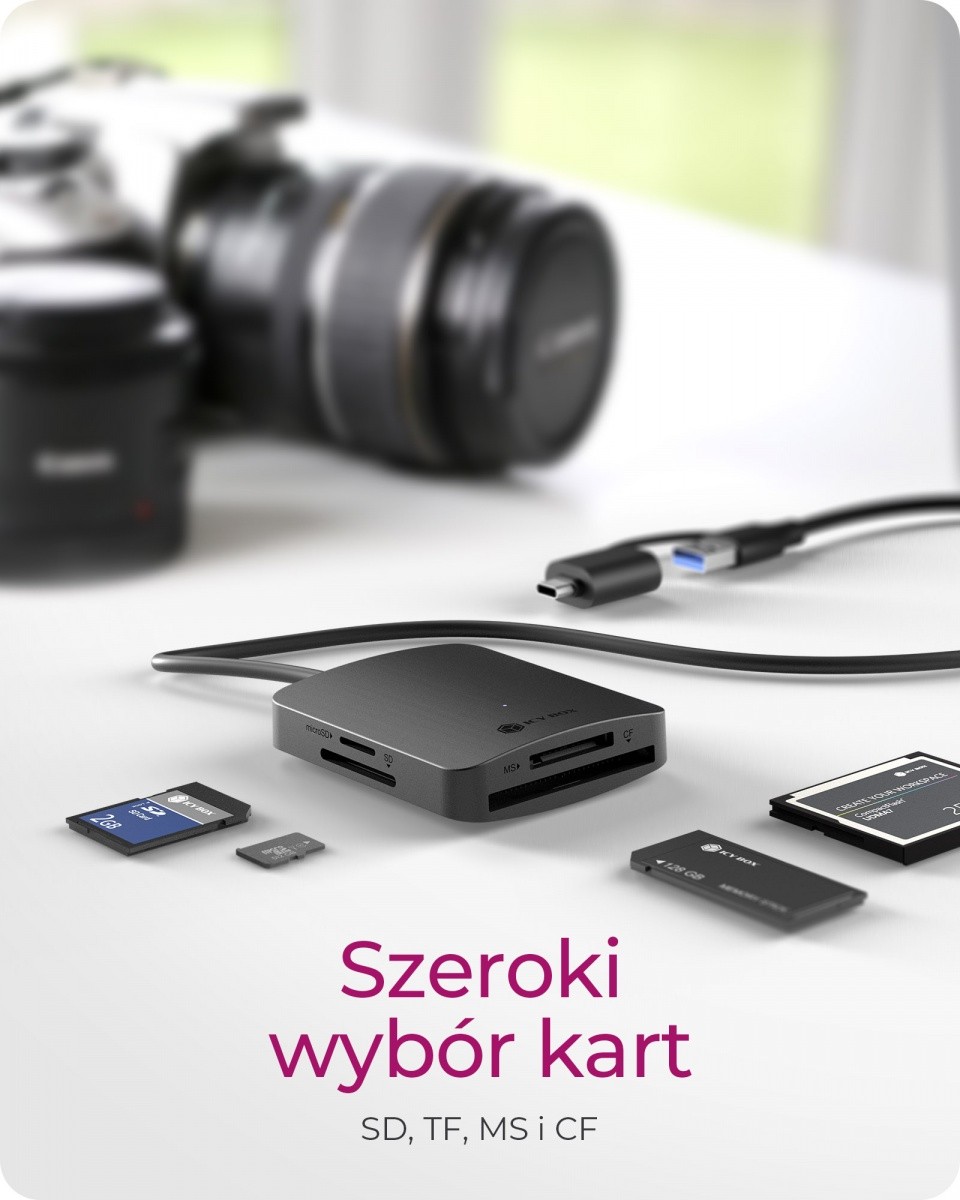 Čitalnik kartic CF, TF, SD, microSD s priključki Type-C in USB-A 5