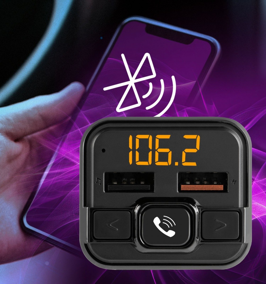 FM oddajnik z Bluetooth in polnilec 18W 7