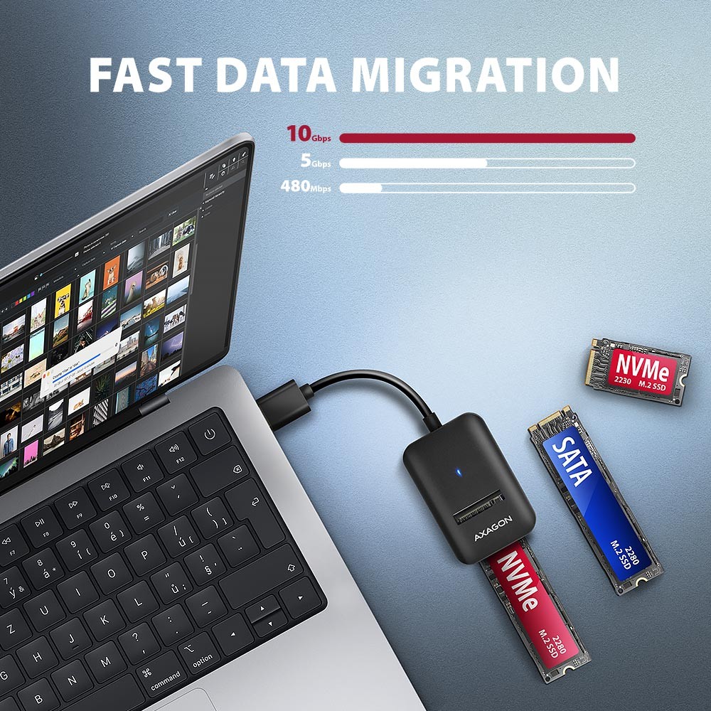 M.2 NVMe/SATA SSD Adapter USB 3.2 Gen 2, 10Gbps 3
