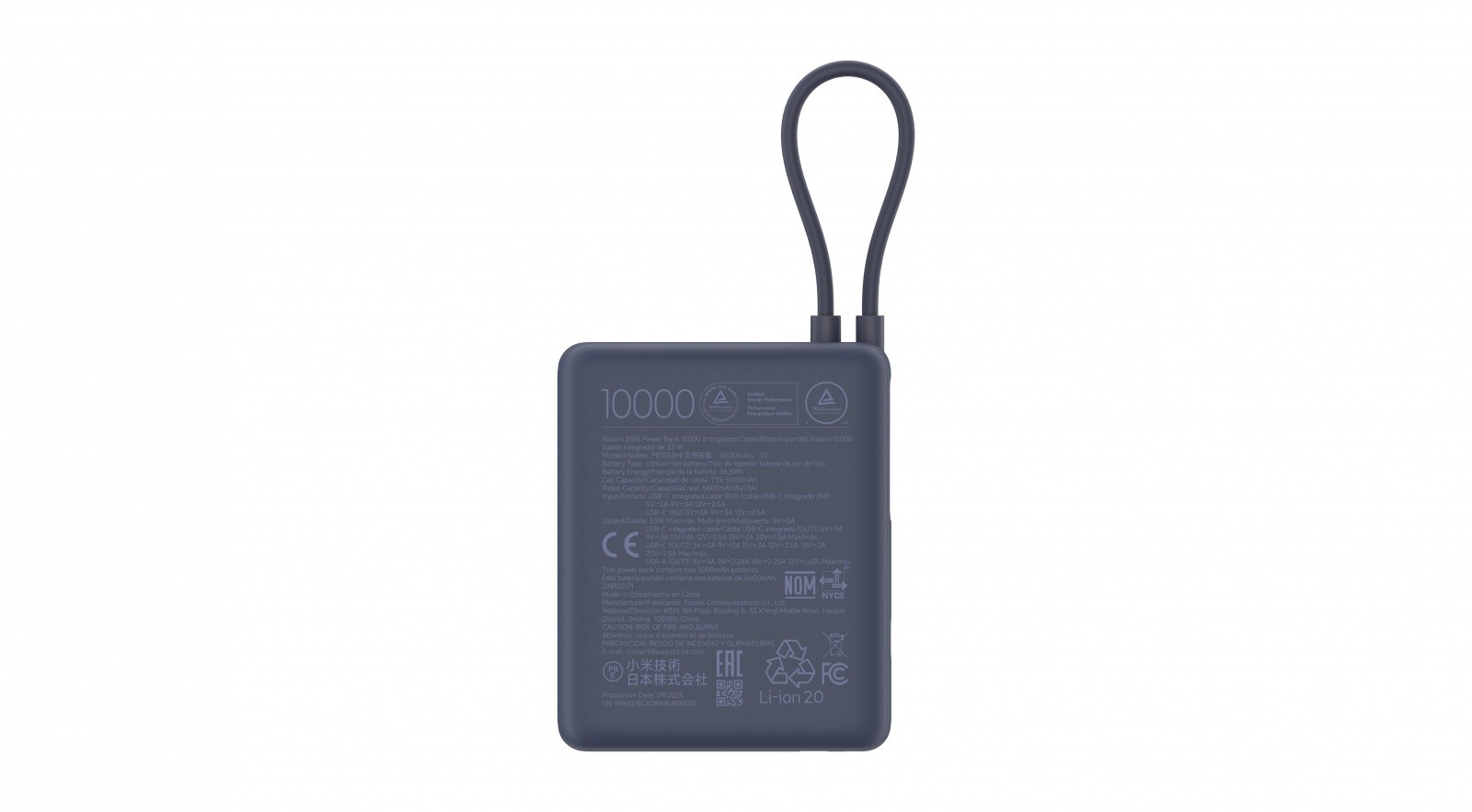 Powerbank 10000 mAh, 33W, Modra 2