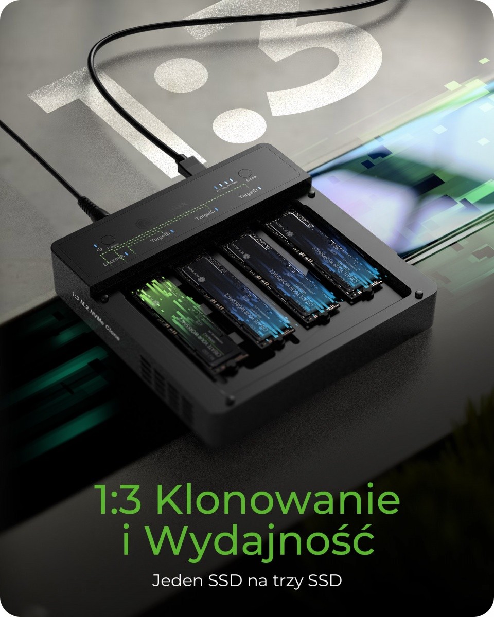 Naprava za kloniranje NVMe M.2 SSD, 4-Bay USB4 (1:3) 2