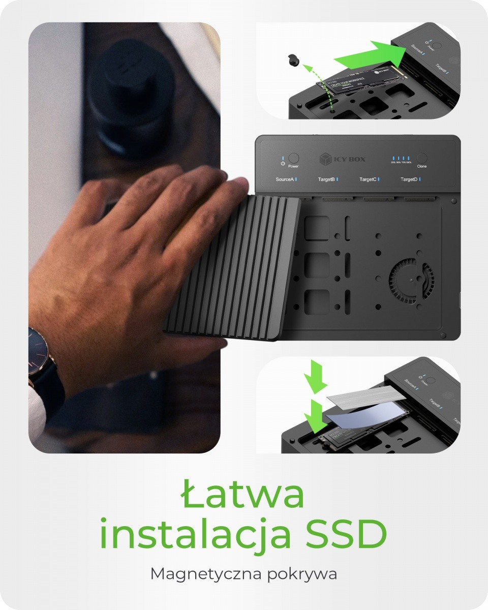 Naprava za kloniranje NVMe M.2 SSD, 4-Bay USB4 (1:3) 3