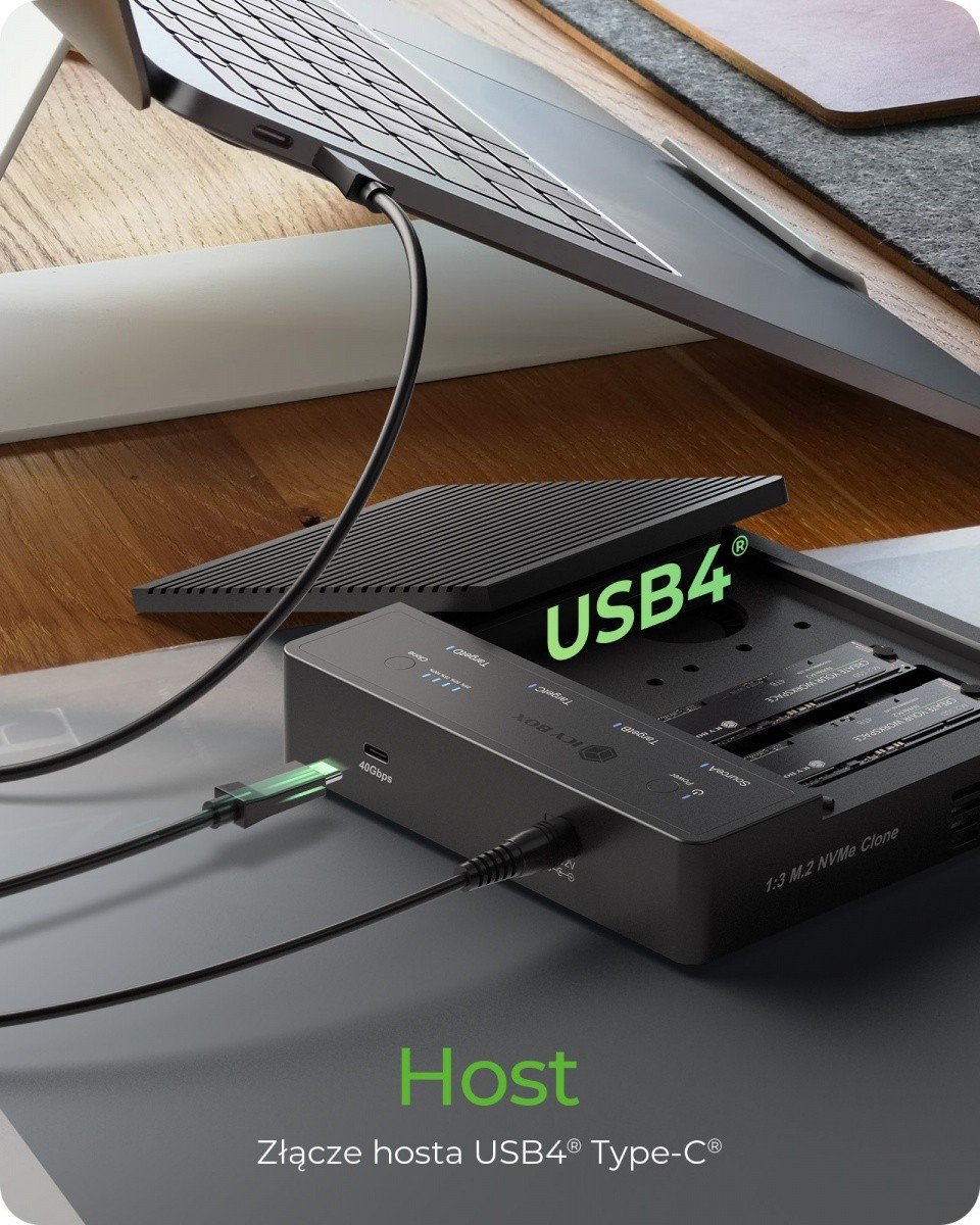 Naprava za kloniranje NVMe M.2 SSD, 4-Bay USB4 (1:3) 7