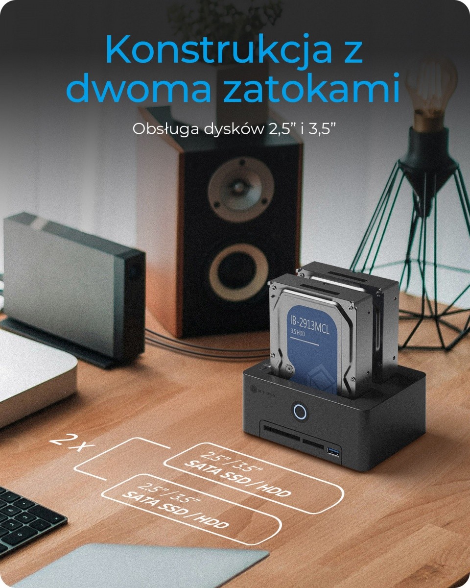 Bralnik kart IB-1233CL-CR za 2x 2,5/3,5" SSD/HDD 2