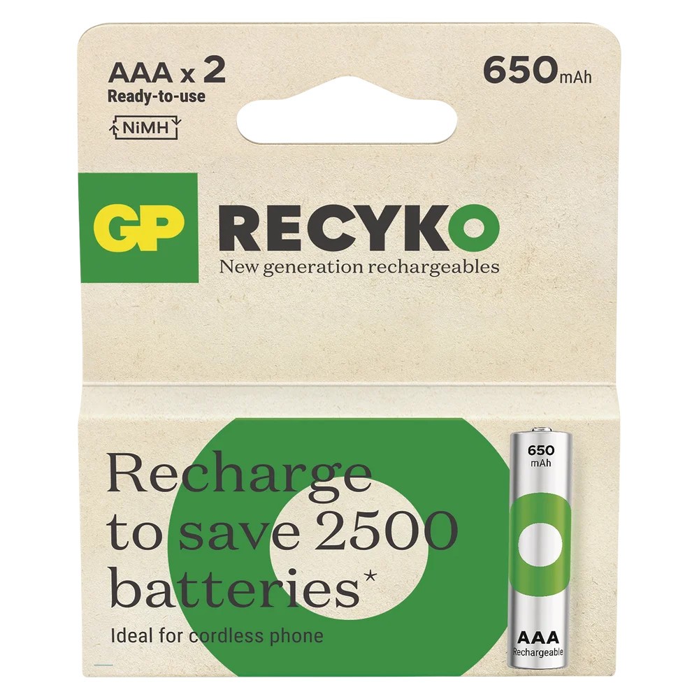 GP RECYKO AAA Ni-MH bateriji 650mAh, 2 kom.