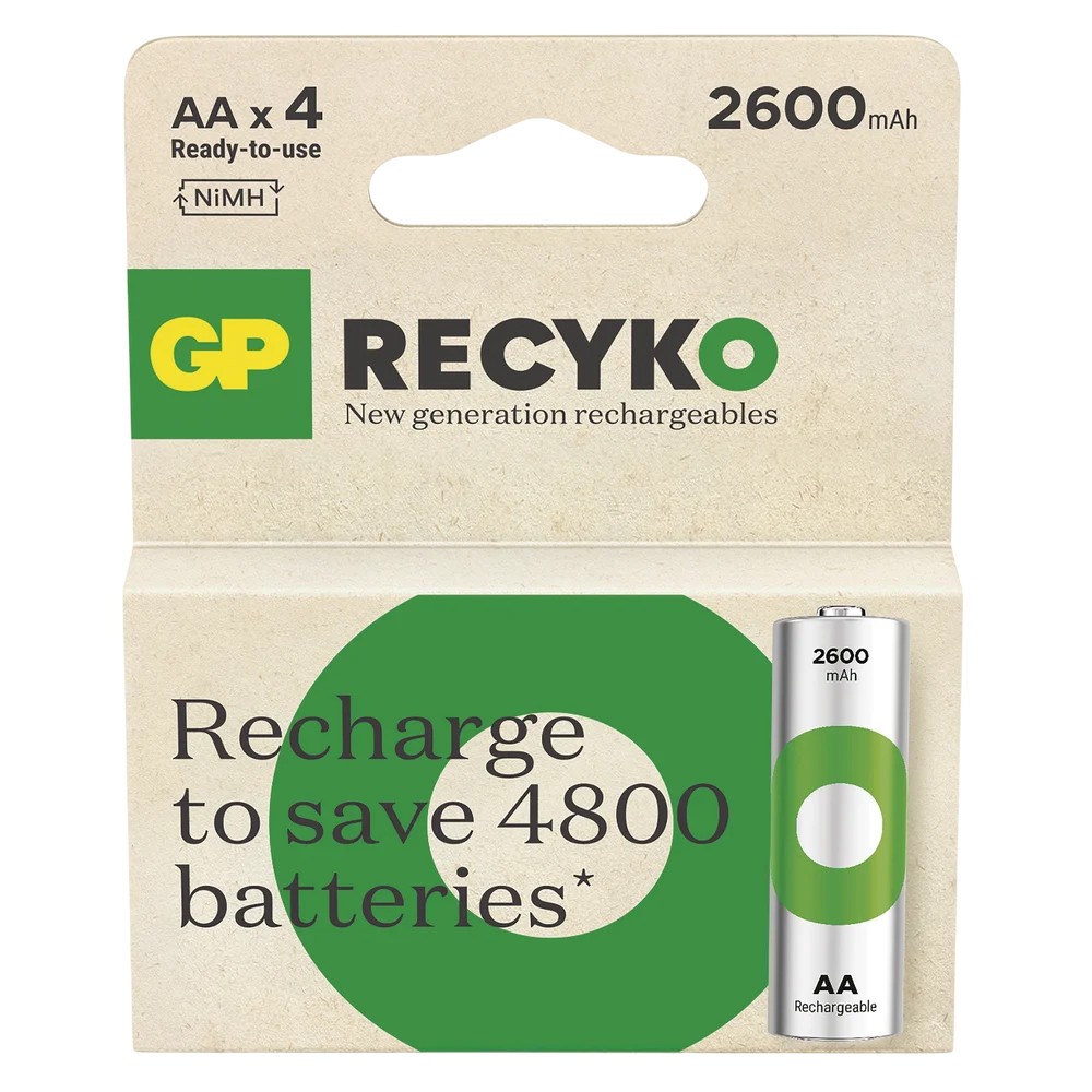 GP RECYKO AA Ni-MH bateriji 2600mAh, 4 kom.
