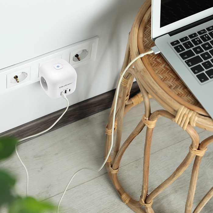 Podaljšek 6v1 z USB, USB-C PD 20W, bel 3