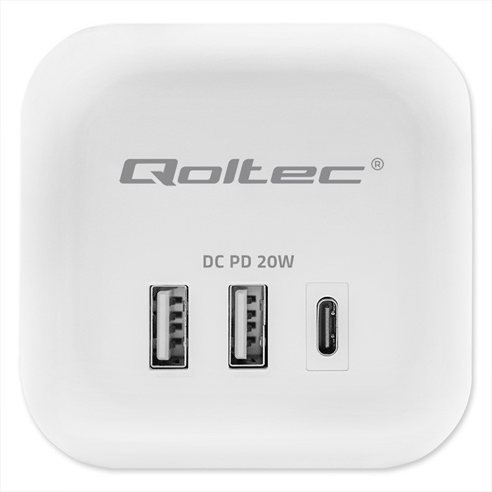 Podaljšek 6v1 z USB, USB-C PD 20W, bel 5