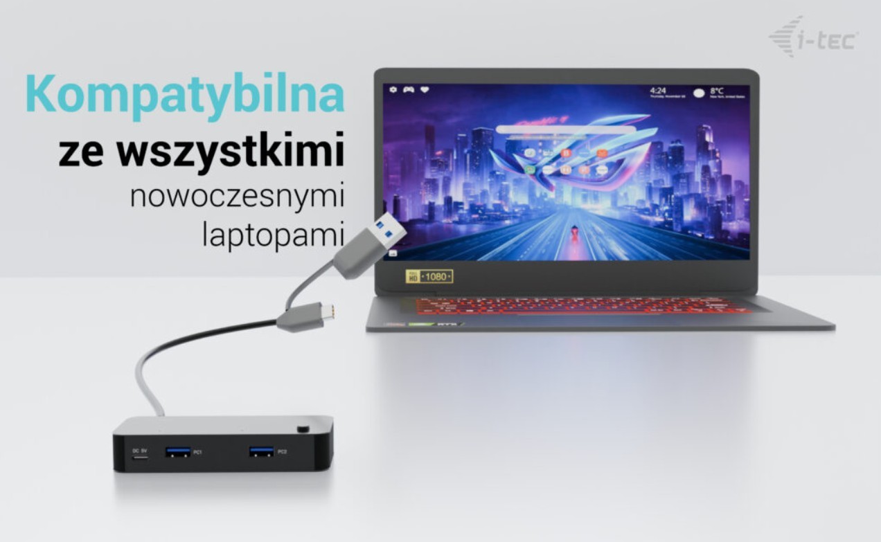 i-tec univerzalni KVM HUB, 2x USB-C + 2x USB-A 3.0 5