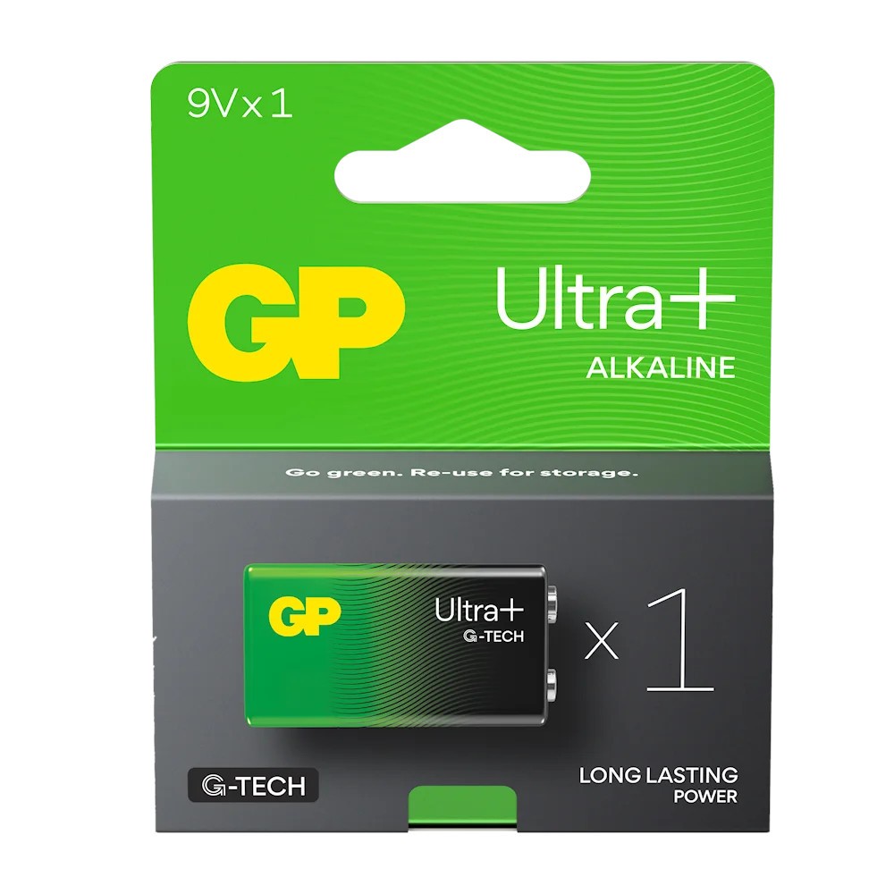 Baterija GP ULTRA+ alkalna 6LR61, 9V, 1 kos