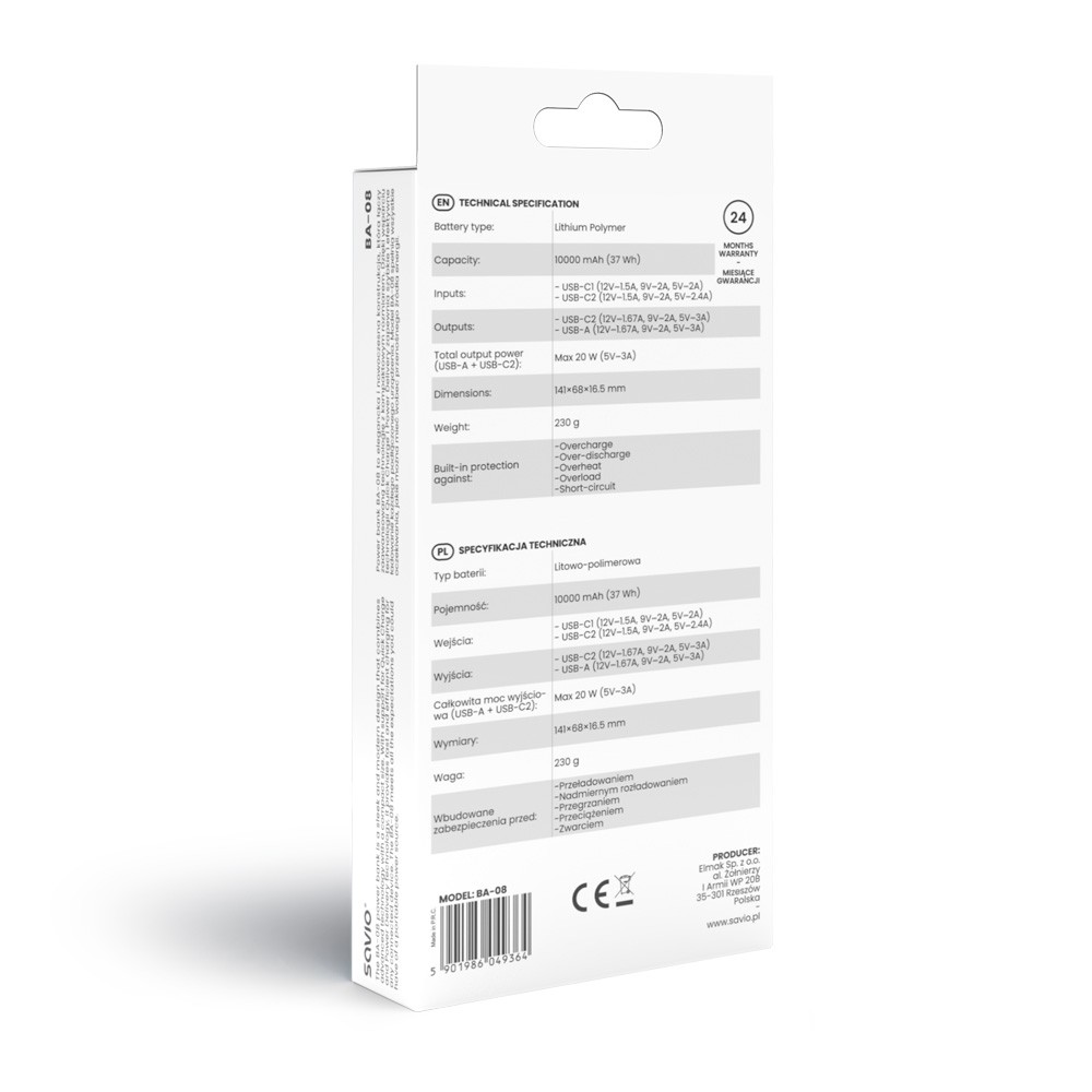 Savio Powerbank 10000 mAh (BA-08) 4
