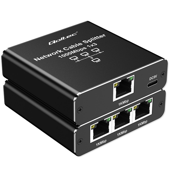 Mini Ethernet stikalo, 1x3 RJ45, 1000Mb/s, USB-C, aluminijasto ohišje 3