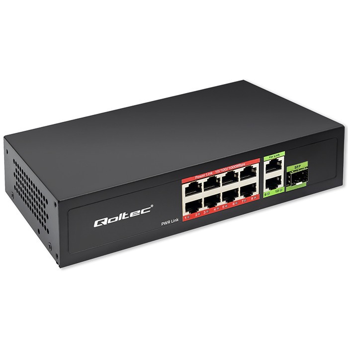 Omrežni preklopnik 8x RJ45 PoE, 2x RJ45 Uplink, 1x SFP | 120W | 1000Mb/s