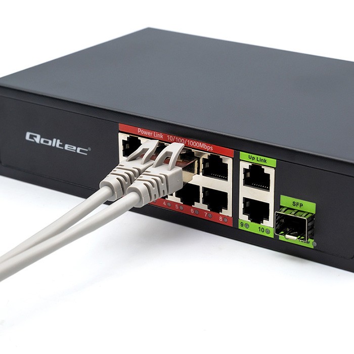 Omrežni preklopnik 8x RJ45 PoE, 2x RJ45 Uplink, 1x SFP | 120W | 1000Mb/s 4