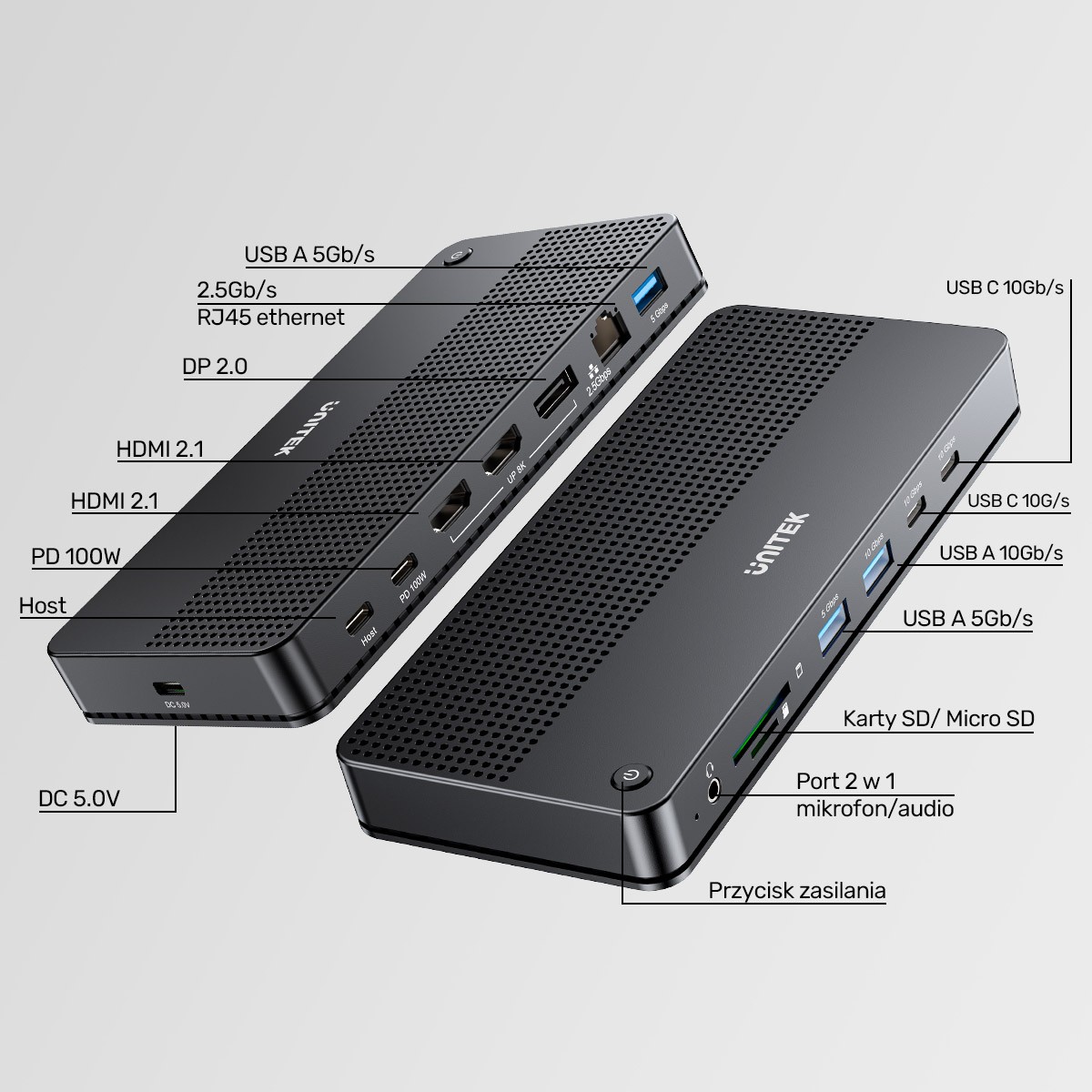 Priklopna postaja USB-C 13v1: HDMI 2.1, DP 1.4, 10Gbps 8