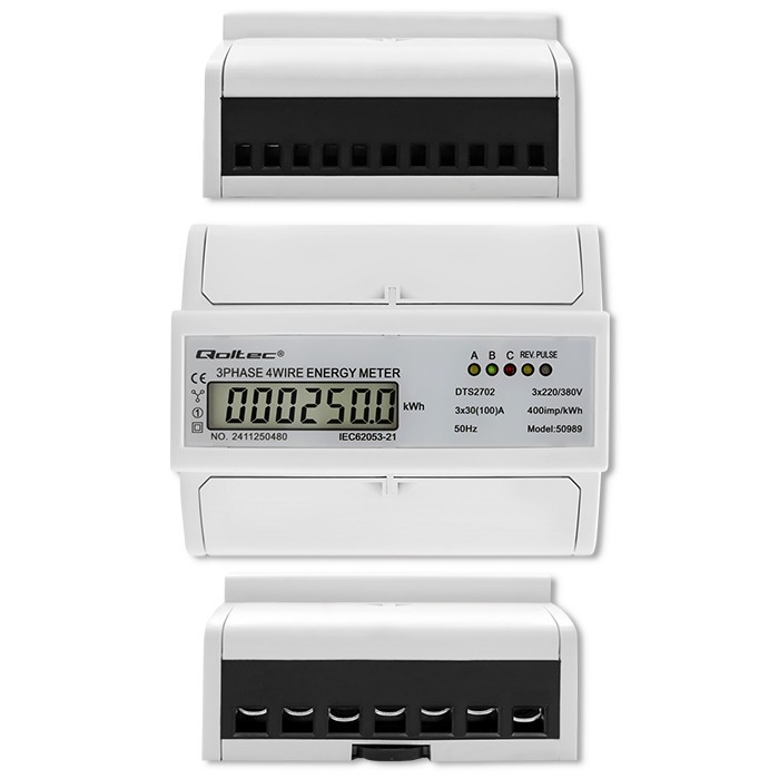 Trifazni števnik energije 400V, 100A, DIN letev 3