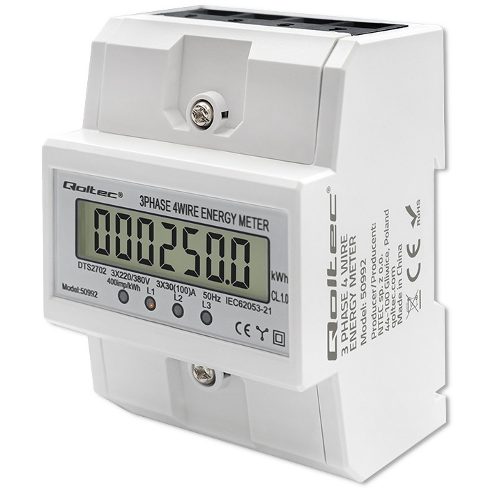 Trifazni števnik energije 400V, 100A, DIN letev