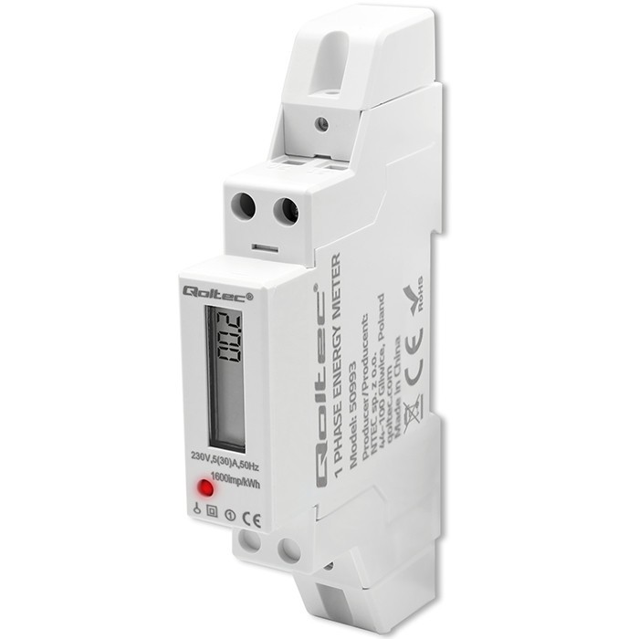Enofazni števnik energije 230V, 30A, DIN letev