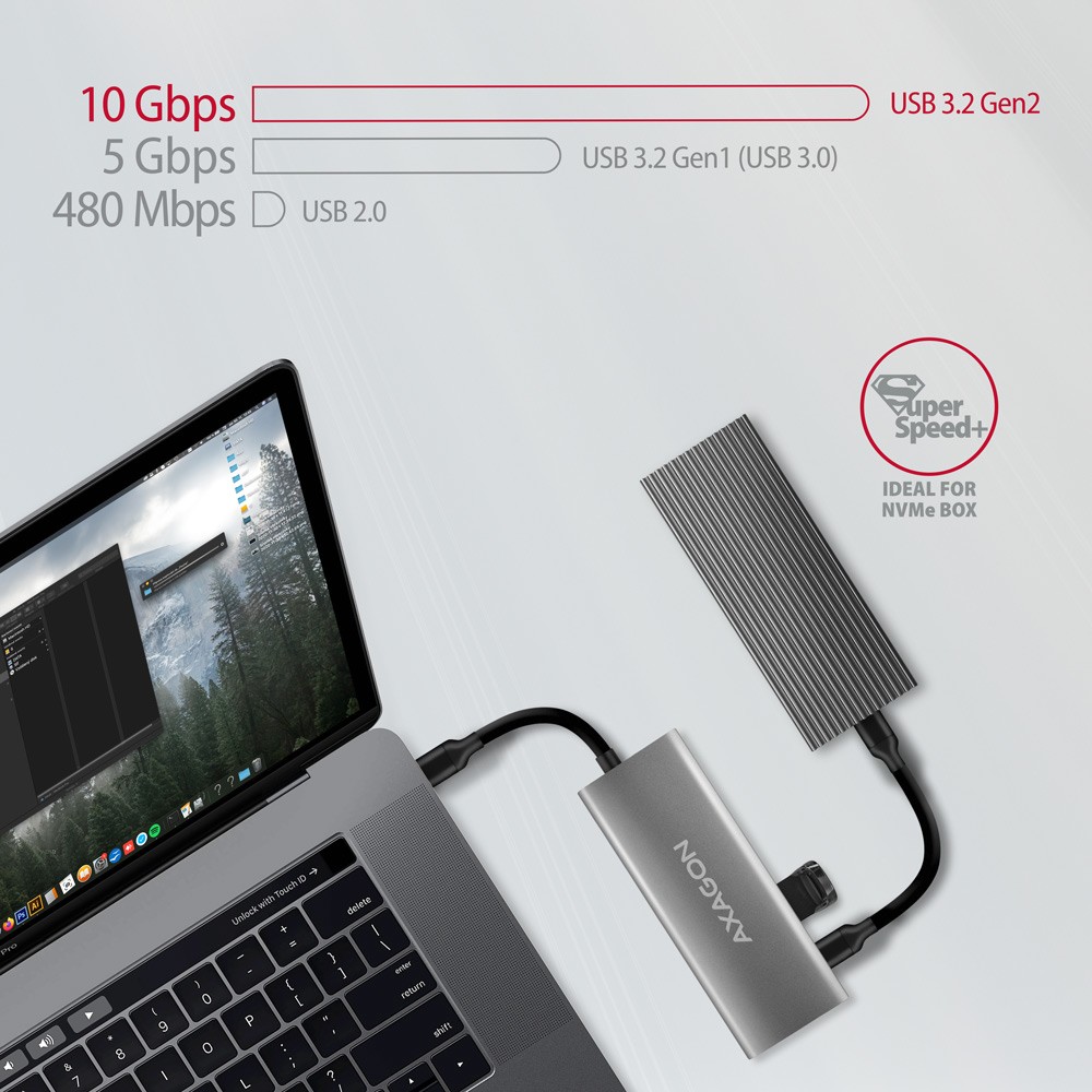 AXAGON HMC-5G21 USB-C hub, 5v1, 10Gbps, 2x USB-A, 2x USB-C, HDMI 4K, PD 60W 4