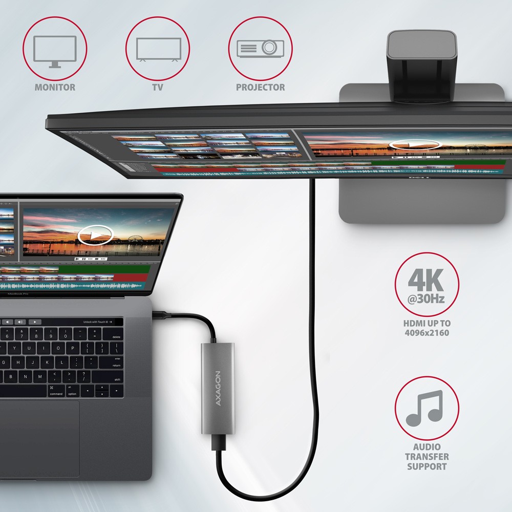 AXAGON HMC-5G21 USB-C hub, 5v1, 10Gbps, 2x USB-A, 2x USB-C, HDMI 4K, PD 60W 6