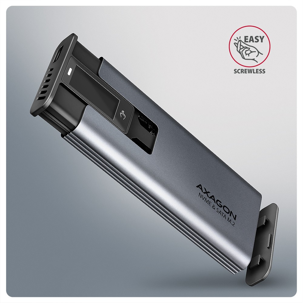 Zunanji M.2 NVMe/SATA SSD disk Enclosure z LED, Alu, USB 3.2 Gen2, Srebrna 6