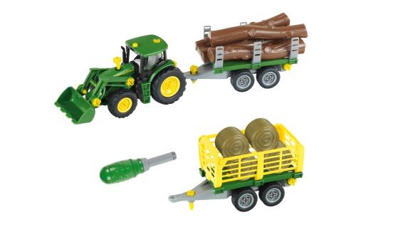 Traktor John Deere z 2 prikolicama, za priklapljanje 2