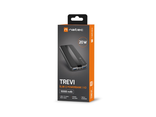 Prenosni polnilnik TREVI Slim Q V2, 18W/20W, 2xUSB-A, 1xUSB-C 2