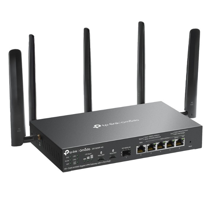 Omrežna vrata Omada ER706WP-4G, 4G+ Cat6, AX3000, VPN, PoE+ 3