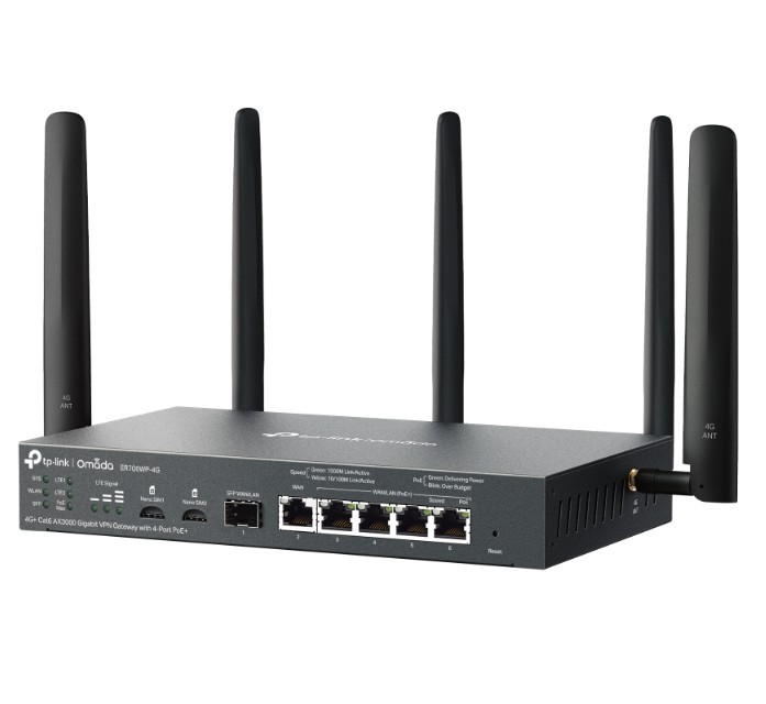 Omrežna vrata Omada ER706WP-4G, 4G+ Cat6, AX3000, VPN, PoE+ 4