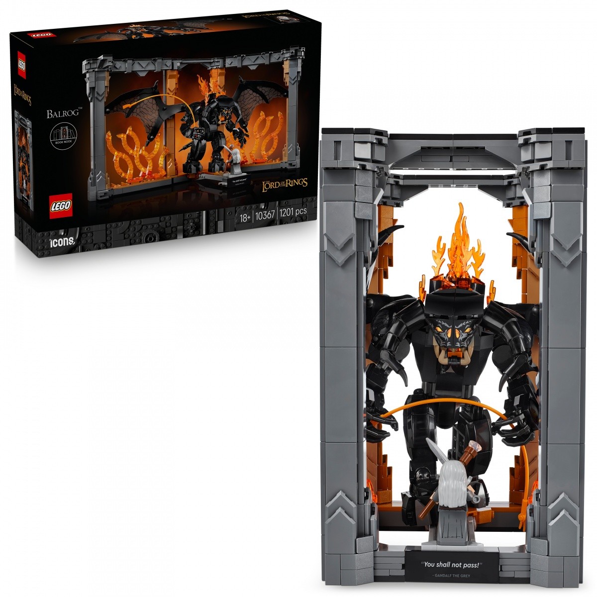 LEGO Icons 10367 Gospodar prstanov: Knjižna polica z Balrogom 3