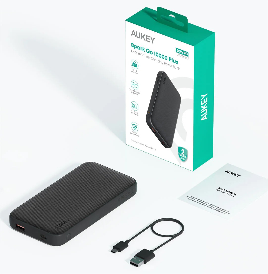 Powerbank 10000mAh 20W 2xUSB USB-C kabel 2