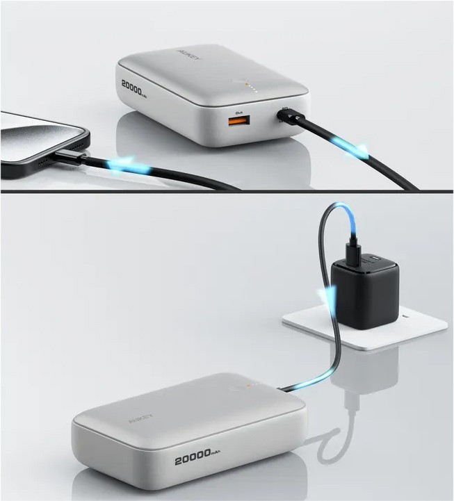 Mini Powerbank Y57, 20000mAh, Bela, 22.5W PD 3.0 QC 3.0 3