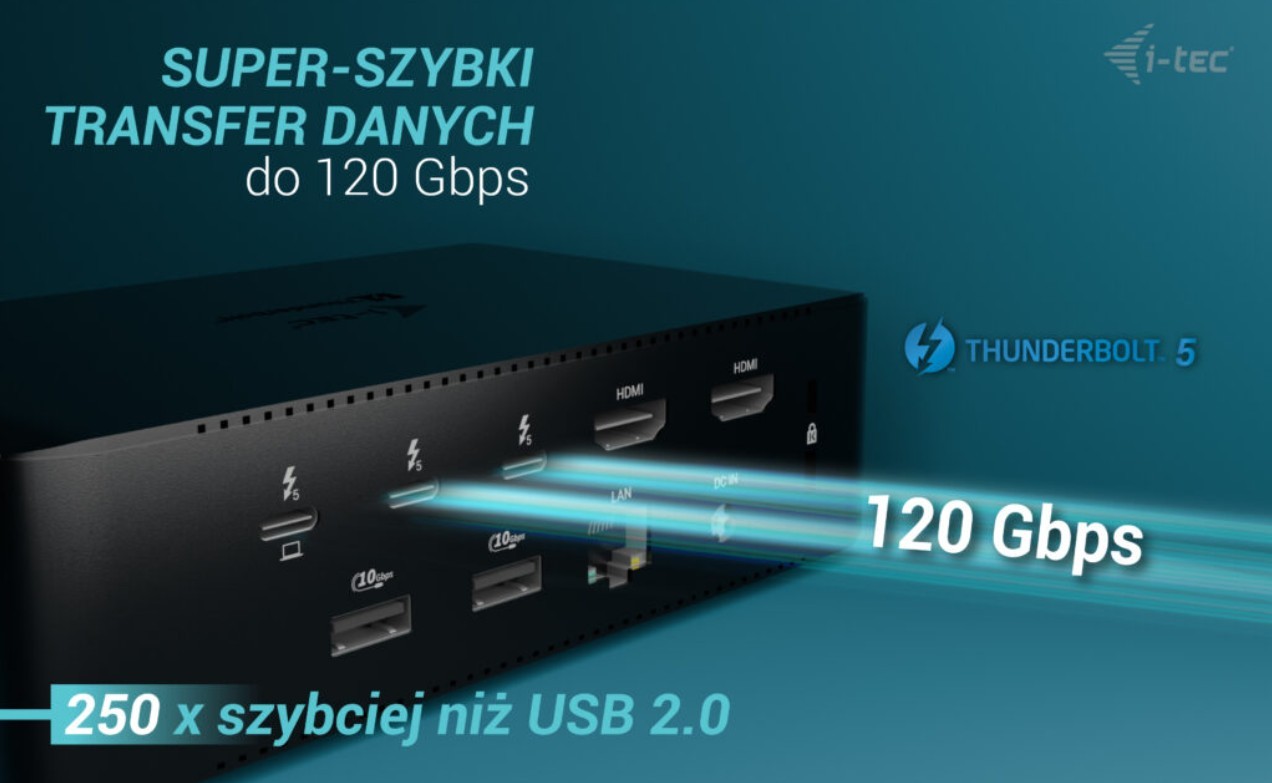 Thunderbolt dock 5x USB, 2.5Gb LAN, 140W PD 5