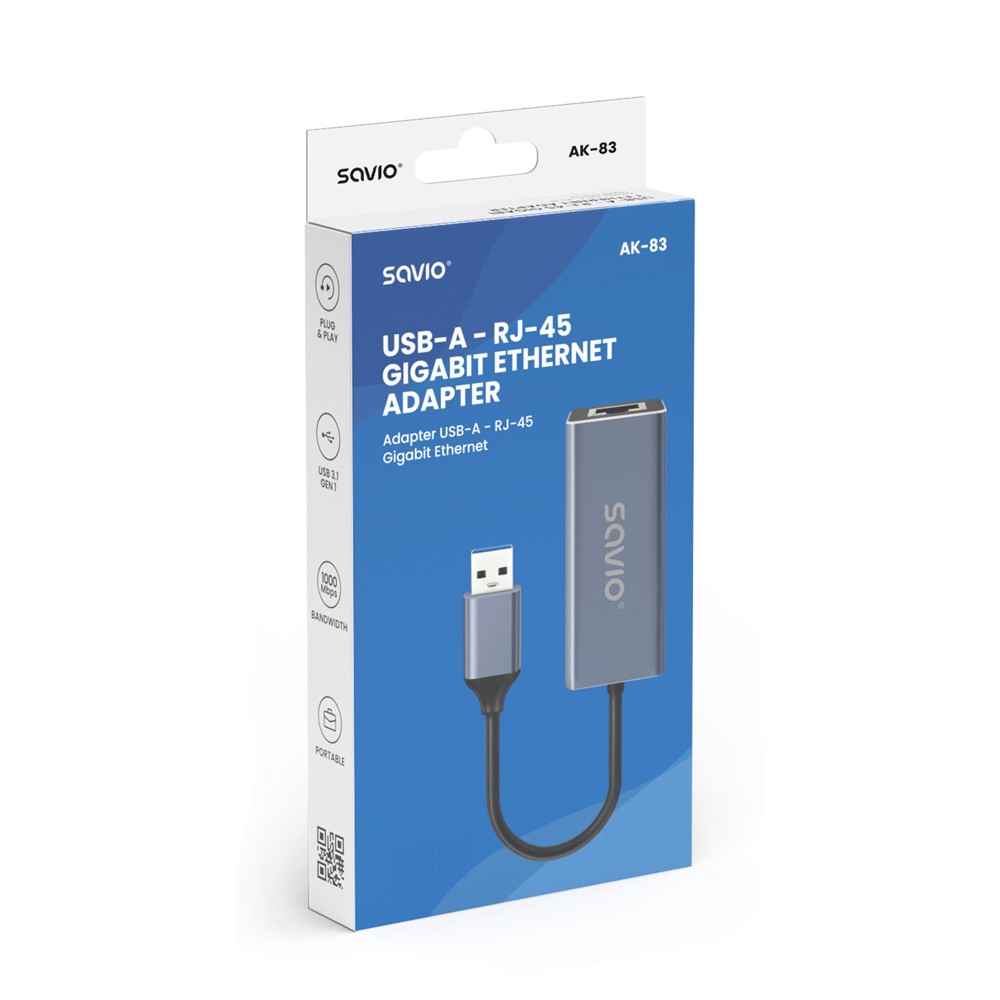 Pretvornik USB-A v RJ-45 Gigabit Ethernet AK-83 3