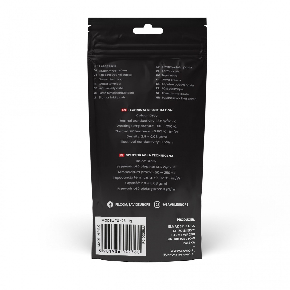 Termalna pasta Glacier 13,5 W/mK, 1g TG-03 3