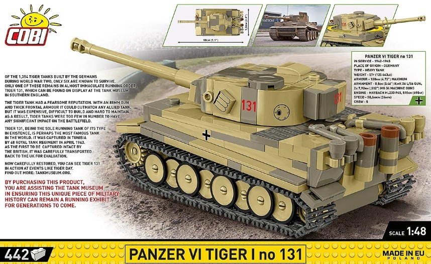 Cobi Klocki 27346 "Tiger I" #131 bojni komplet, 442 kosi 7