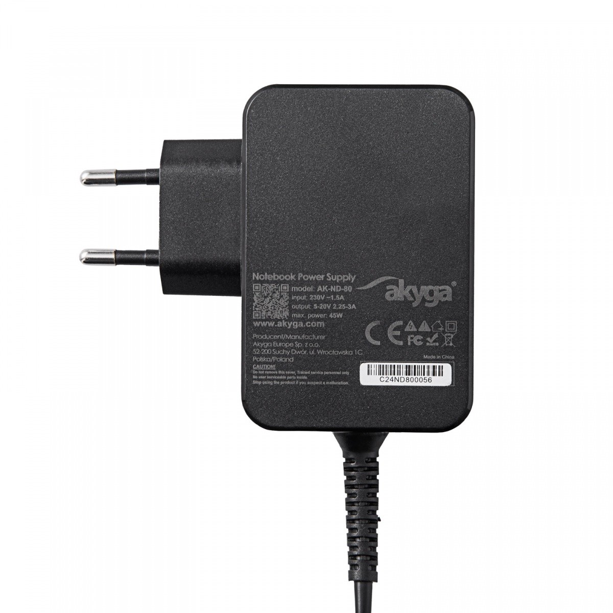 USB-C napajalnik 45W PD 3.0 (20V/2.25A) 2