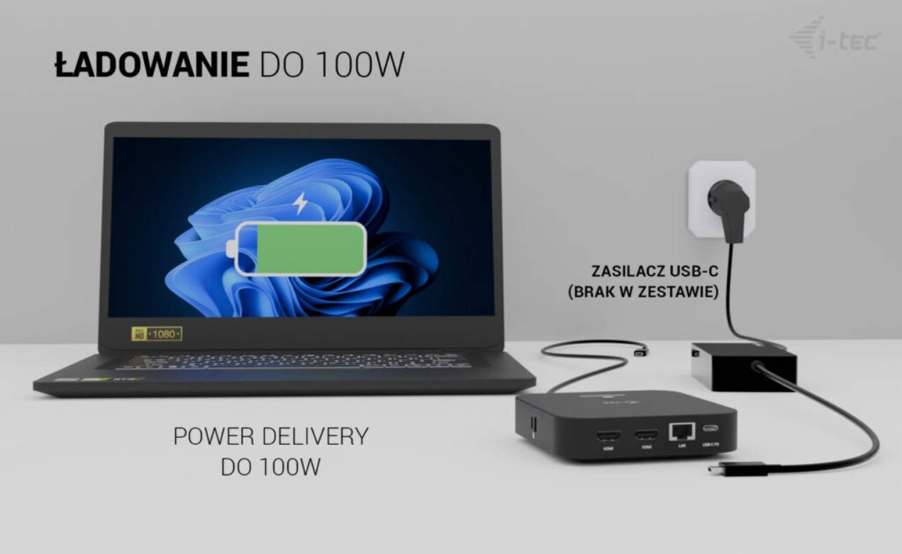 USB-C Docking Station 2x HDMI, PD + 100W Polnilec 7