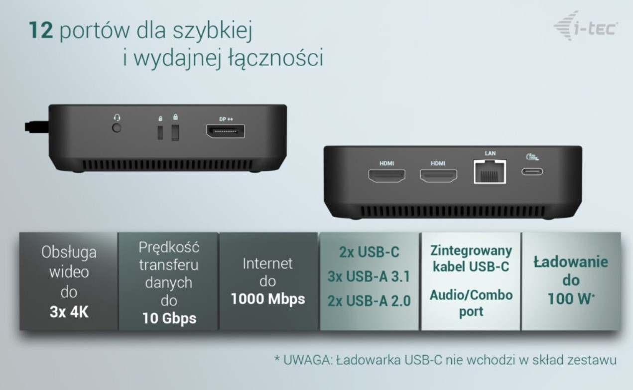 USB-C Docking Station DP Dual HDMI 100W + Univerzalni polnilnik 100W 7