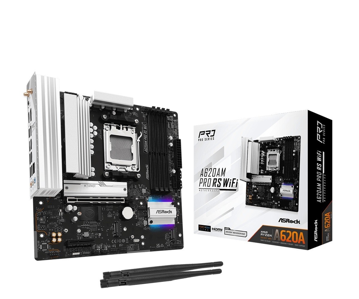 Matična plošča ASRock A620M PRO RS WIFI, AM5, mATX, 4x DDR5, HDMI/DP, M.2