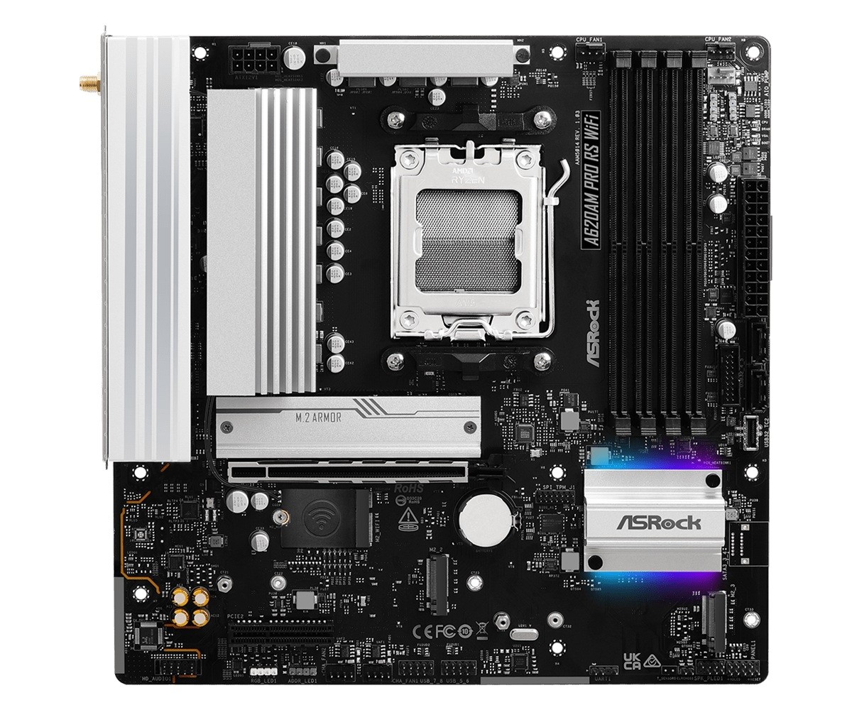 Matična plošča ASRock A620M PRO RS WIFI, AM5, mATX, 4x DDR5, HDMI/DP, M.2 2
