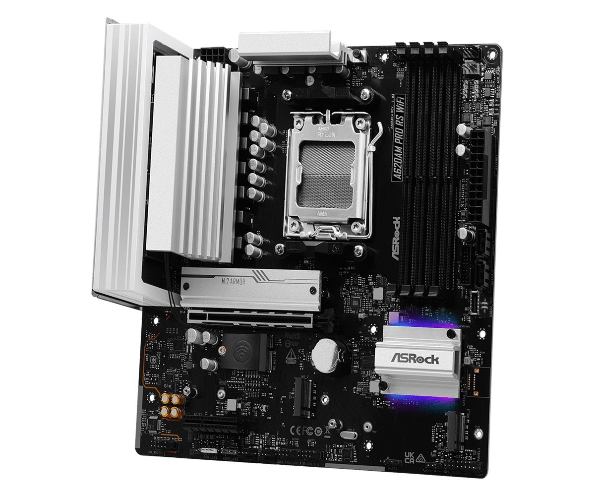 Matična plošča ASRock A620M PRO RS WIFI, AM5, mATX, 4x DDR5, HDMI/DP, M.2 4