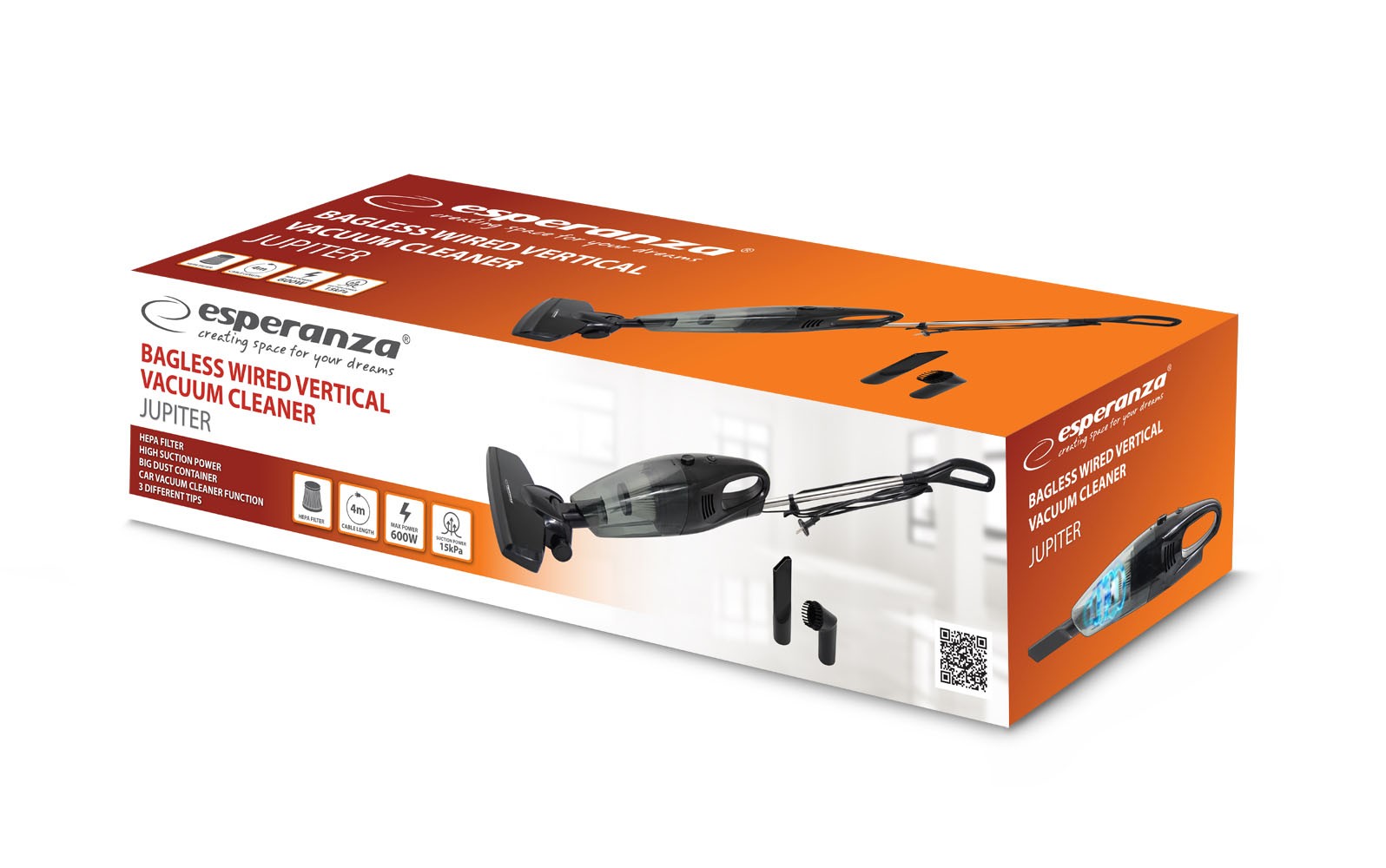 Esperanza JUPITER EHV101K vertikalni sesalnik, 700W, 1.5L 2